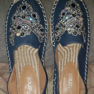 J.Renee Denim Espadrilles w/Rhinestones- sz. 8.5W